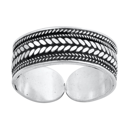 Sterling Silver Fashion Bali Toe Ring Oxidized Adjustable Midi Band 925 New