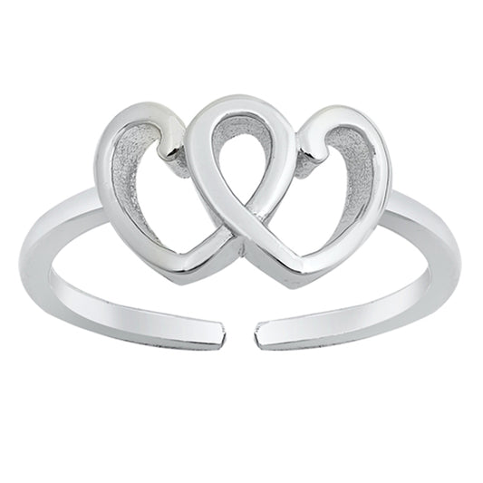 Sterling Silver Fashion Heart Knot Toe Ring Cute Adjustable Love Midi Band 925