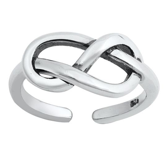 Sterling Silver Fashion Knot Toe Ring High Polished Adjustable Midi Band 925 New