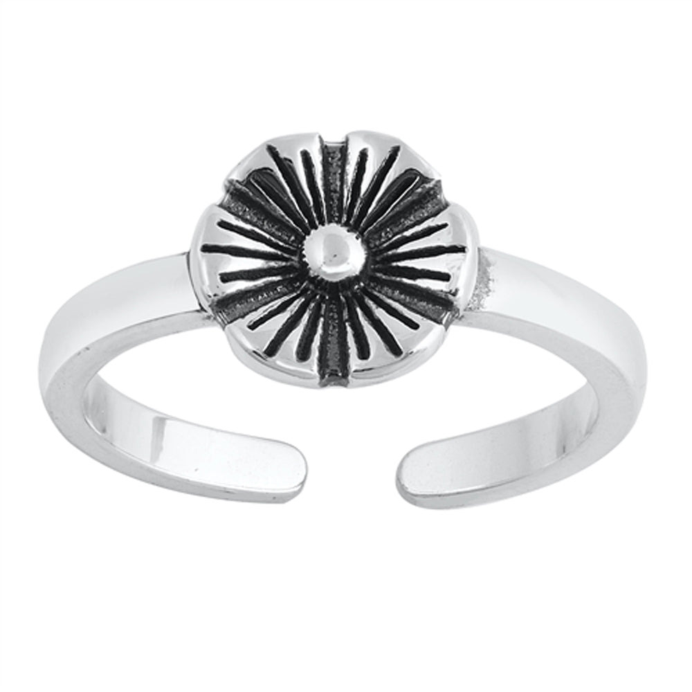 Sterling Silver Fashion Flower Toe Ring Oxidized Adjustable Midi Band 925 New