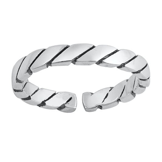 Sterling Silver Wholesale Twisted Rope Toe Ring Oxidized Adjustable Midi Band