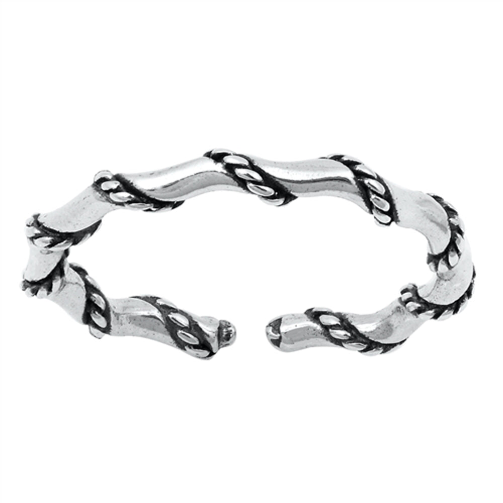 Sterling Silver Beautiful Twisted Rope Toe Ring Oxidized Adjustable Midi Band