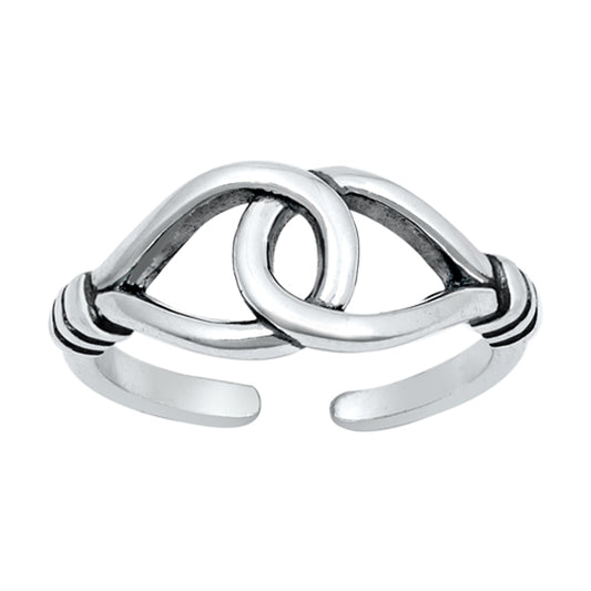 Sterling Silver Promise Infinity Loop Toe Ring Oxidized Adjustable Midi Band 925