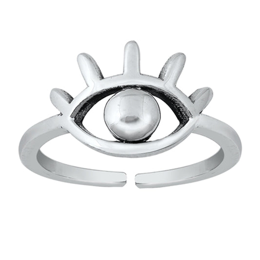 Sterling Silver Cute Eye Toe Ring Oxidized Adjustable Protection Band 925 New