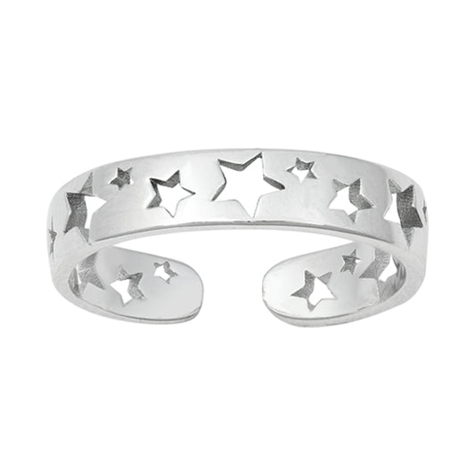 Sterling Silver Unique Cutout Stars Toe Ring Adjustable Fashion Band 925 New