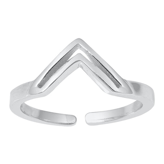 Sterling Silver Classic Adjustable Chevron Toe Ring Cute V Shaped Band 925 New