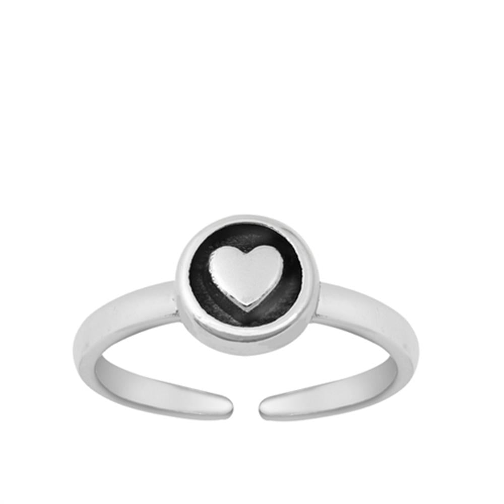 Sterling Silver Cute Oxidized Heart Ring Toe Midi Adjustable Love Band 925 New