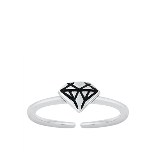 Adjustable Oxidized Sterling Silver Stamped Diamond-Shaped Toe & Midi Ring .925