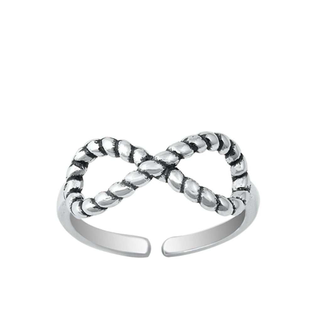 Oxidized Sterling Silver Twisted Infinity Rope Toe & Midi Ring 925 New Band