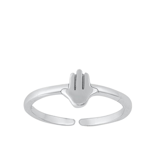 Adjustable Sterling Silver Hamsa Hand Protection Toe Ring 925 New Midi Band